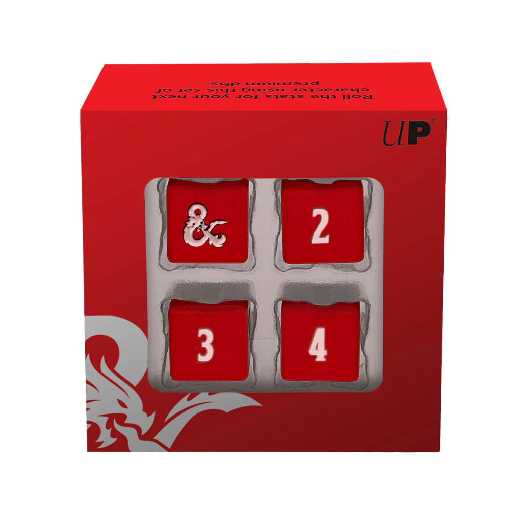 D&D Heavy Metal 4 Set Of D6 Dice Red & White