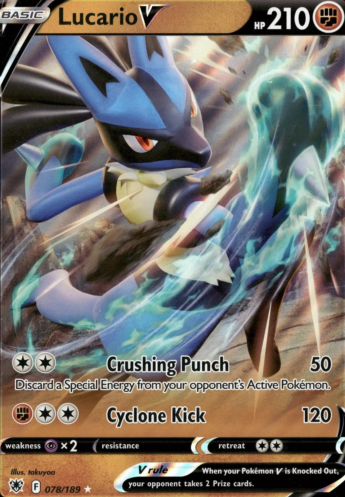 Lucario V 078/189 Jumbo Oversized Ultra Rare Pokemon Card (Near Mint Condition)